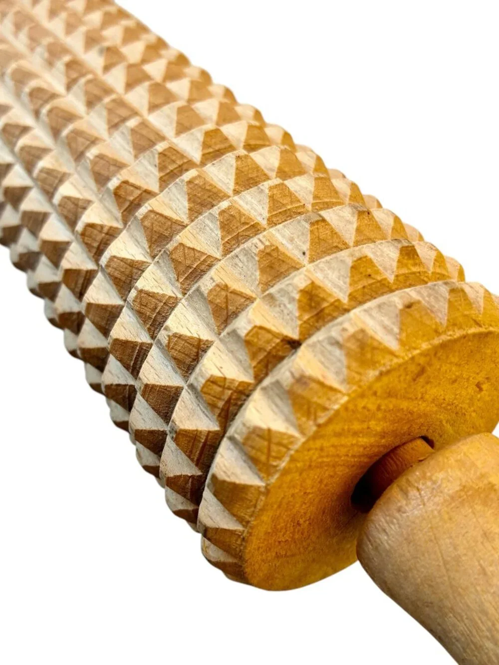 Rolling Pin Vtg Wood Sweden Notched Cutter Grooved Grid Crackers Lefse or Pasta